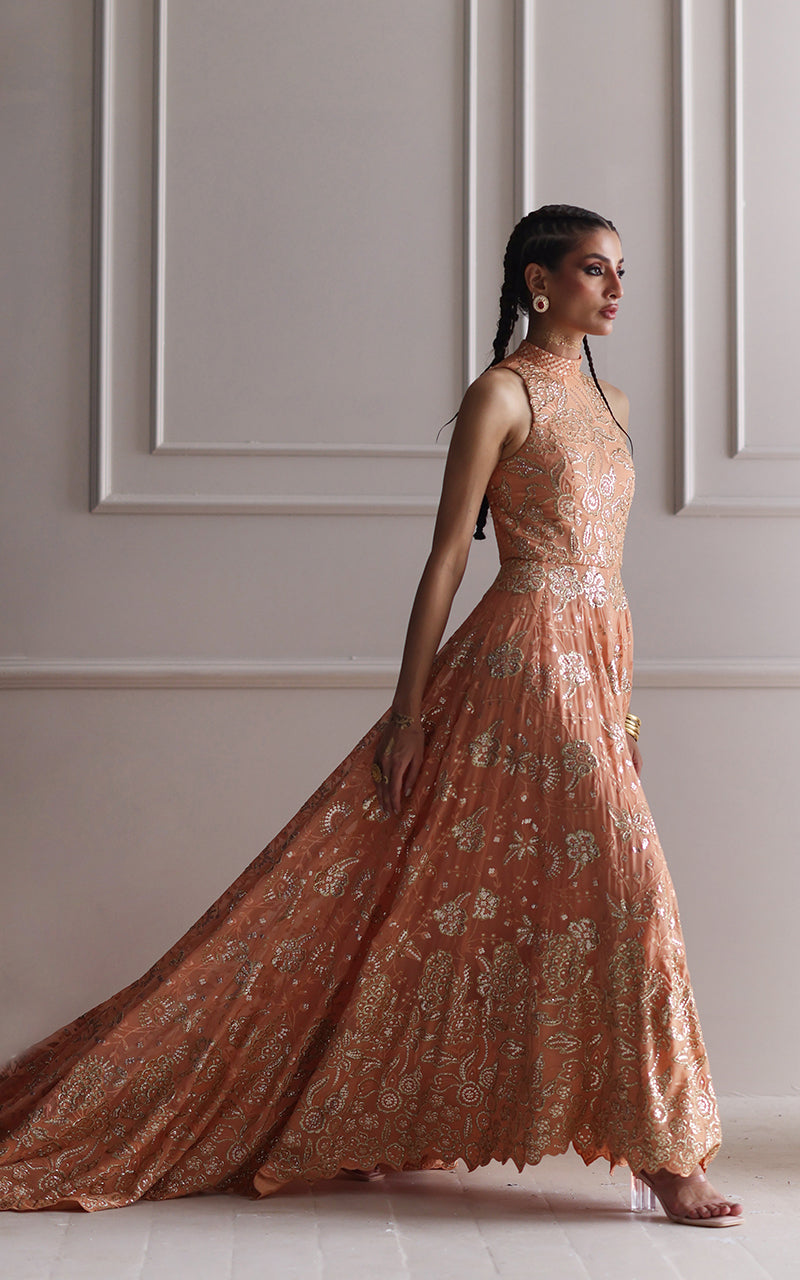 Embroidered Dress With Skirt