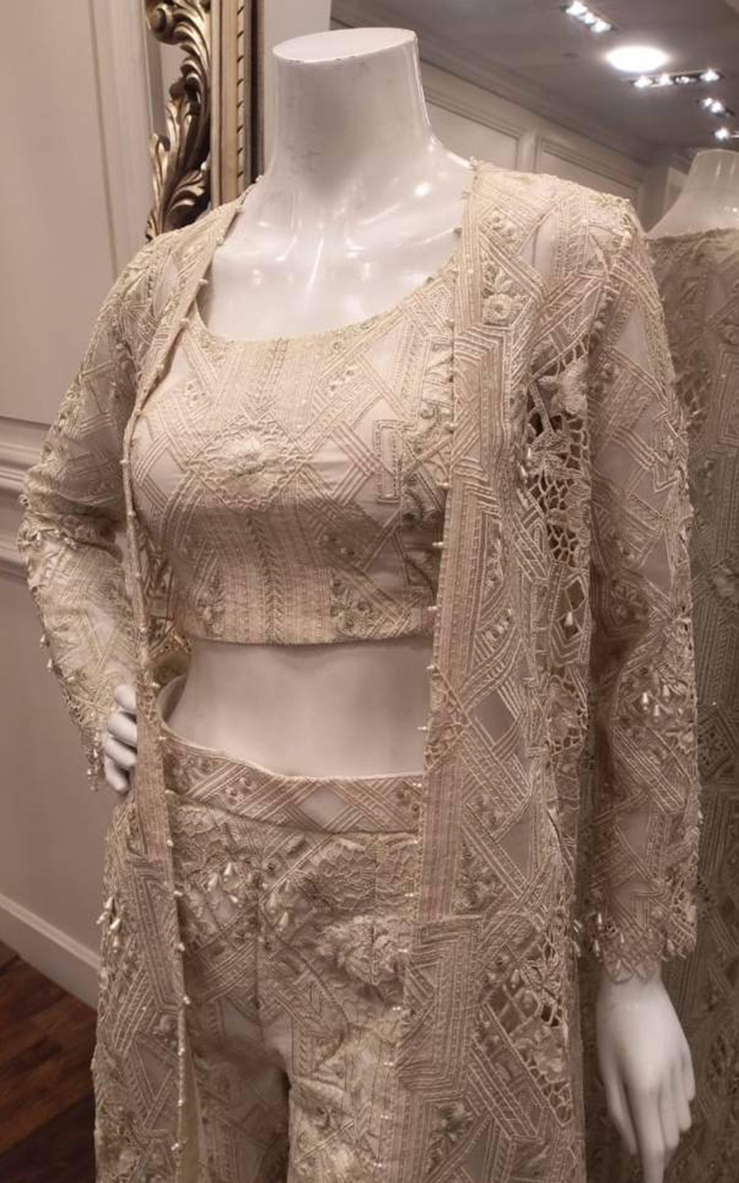 Organza Embroidered Jacket With Blouse