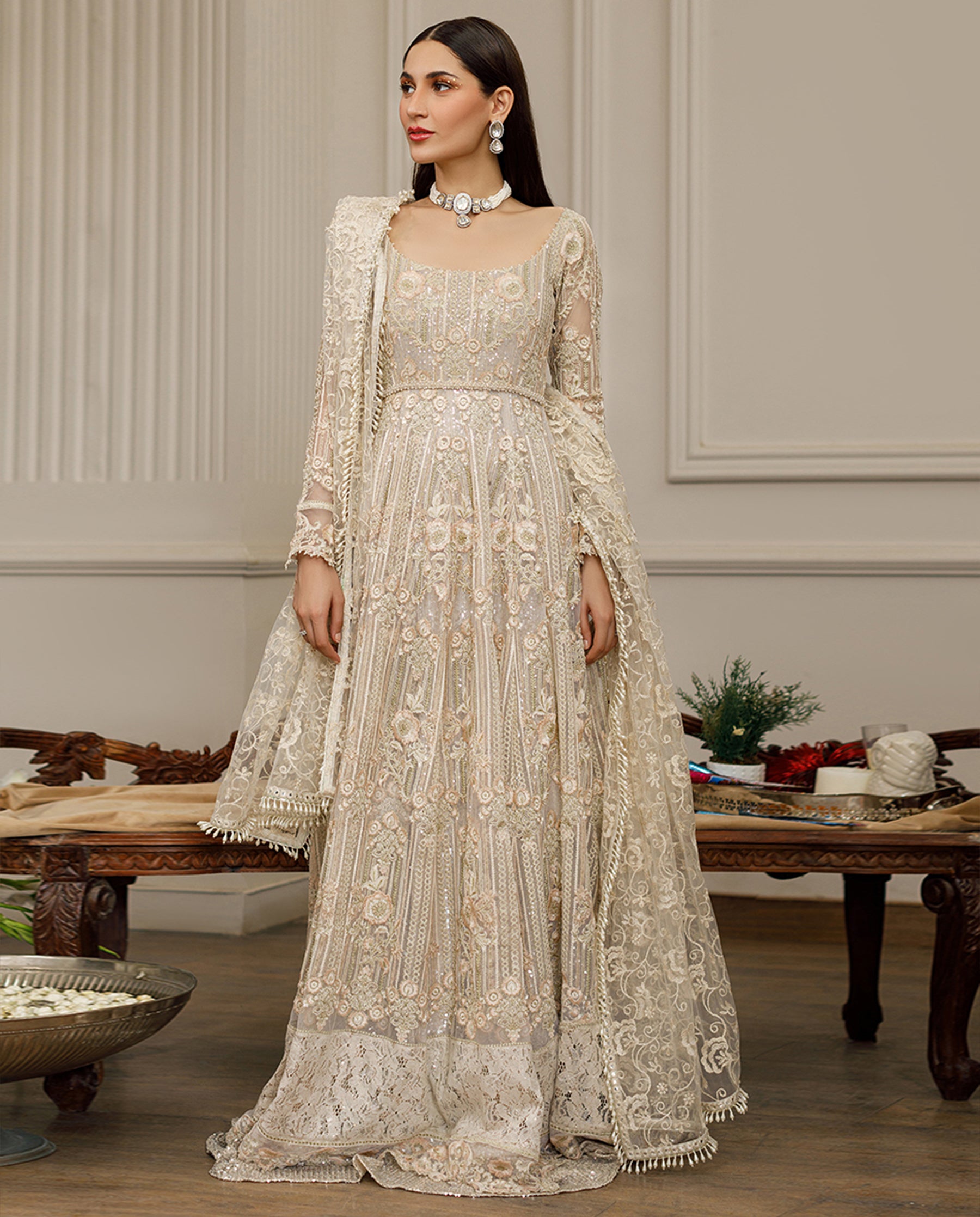 Net Embroidered Maxi