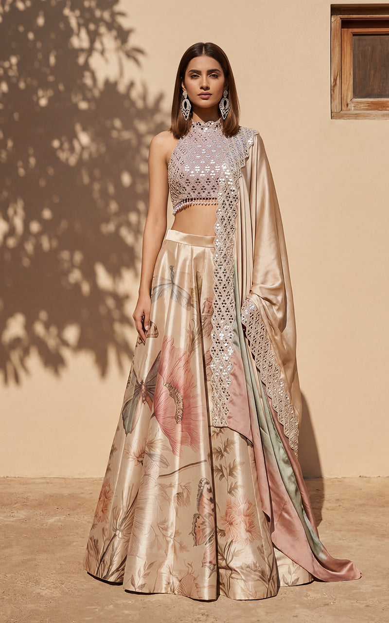 Embroidered Blouse With Skirt