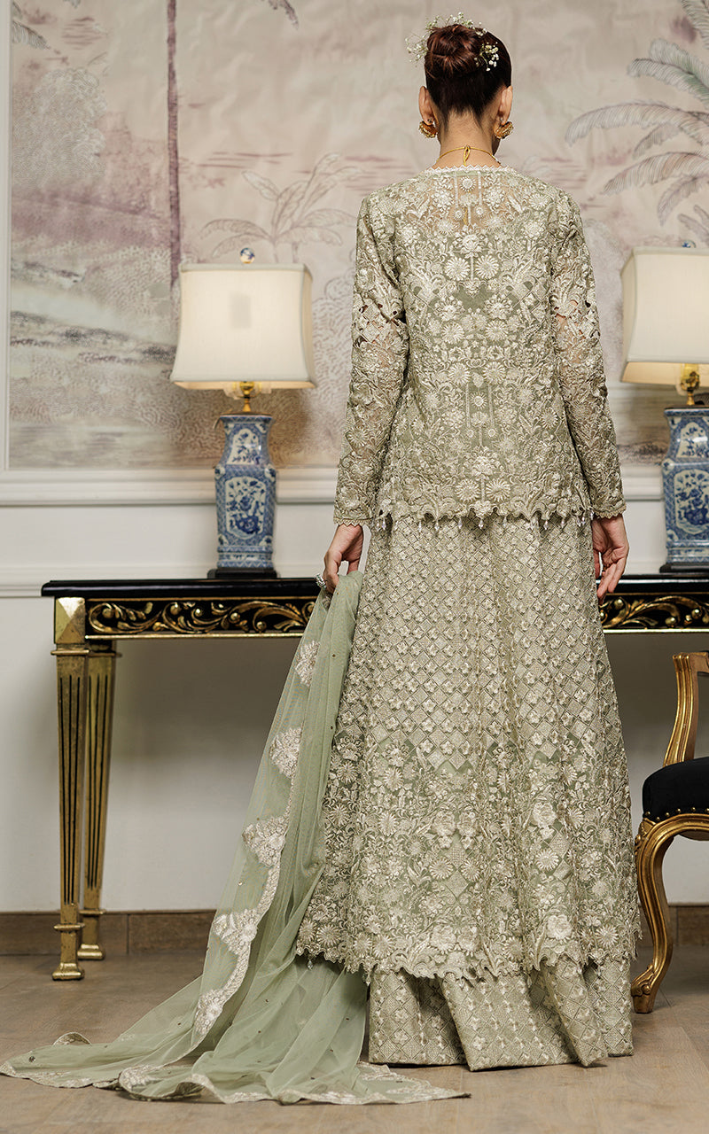 Unstitched Organza Embroidered Maxi With Jacket