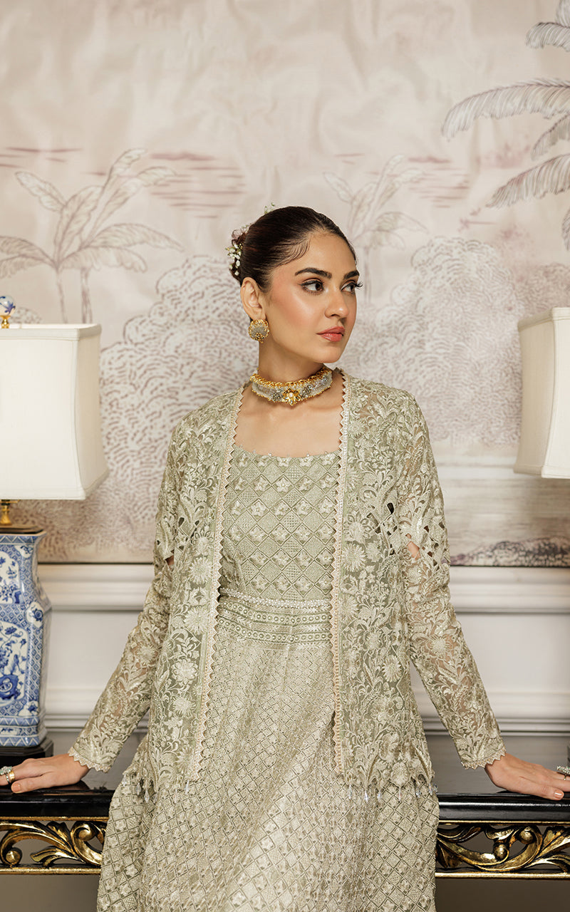 Organza Embroidered Maxi With Jacket