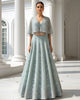 Net Embroidered Blouse With Cape And Lehenga