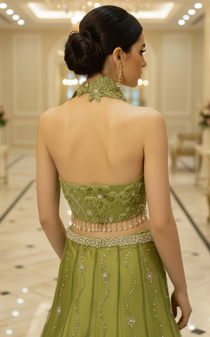 Embroidered Blouse With Lehenga