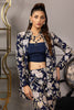 Unstitched Net Embroidered Jacket With Trouser