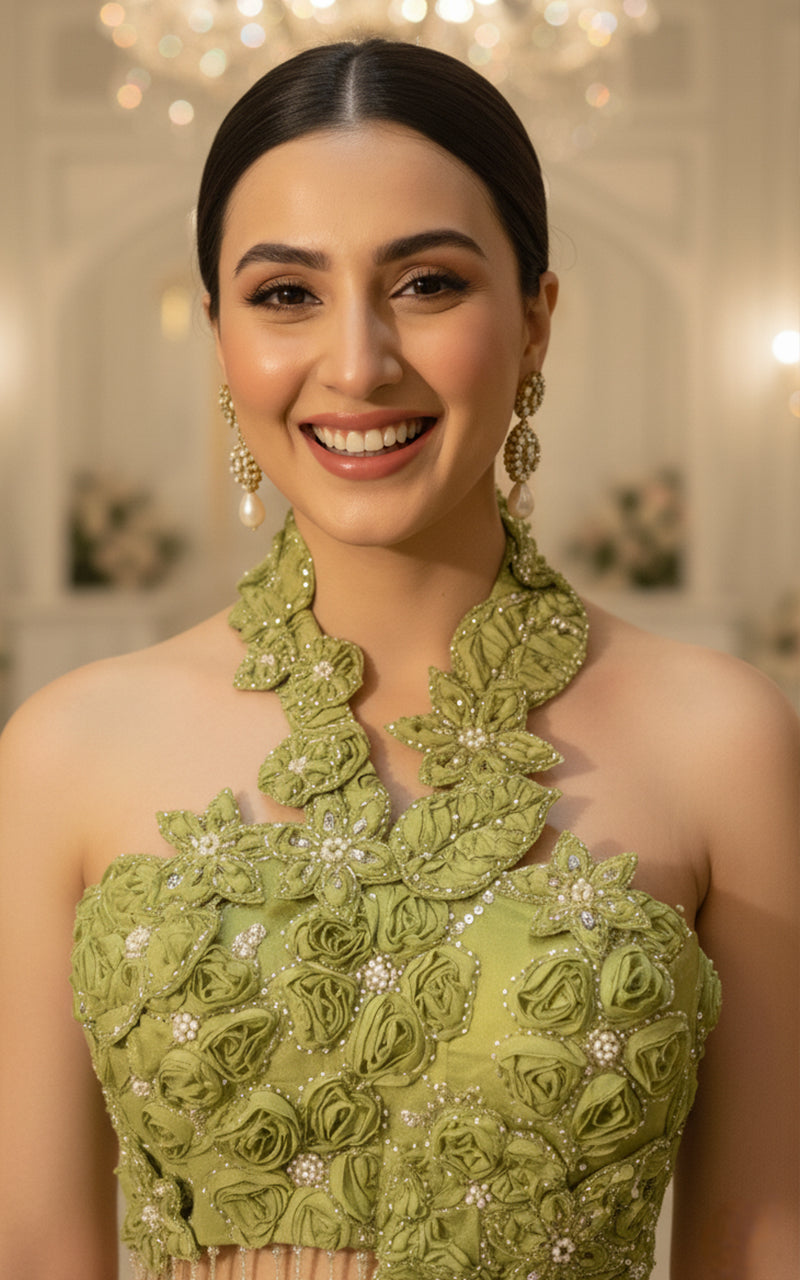 Embroidered Blouse With Lehenga