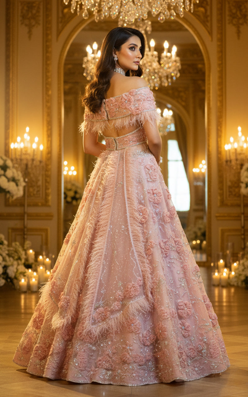 Embroidered Blouse With Lehenga