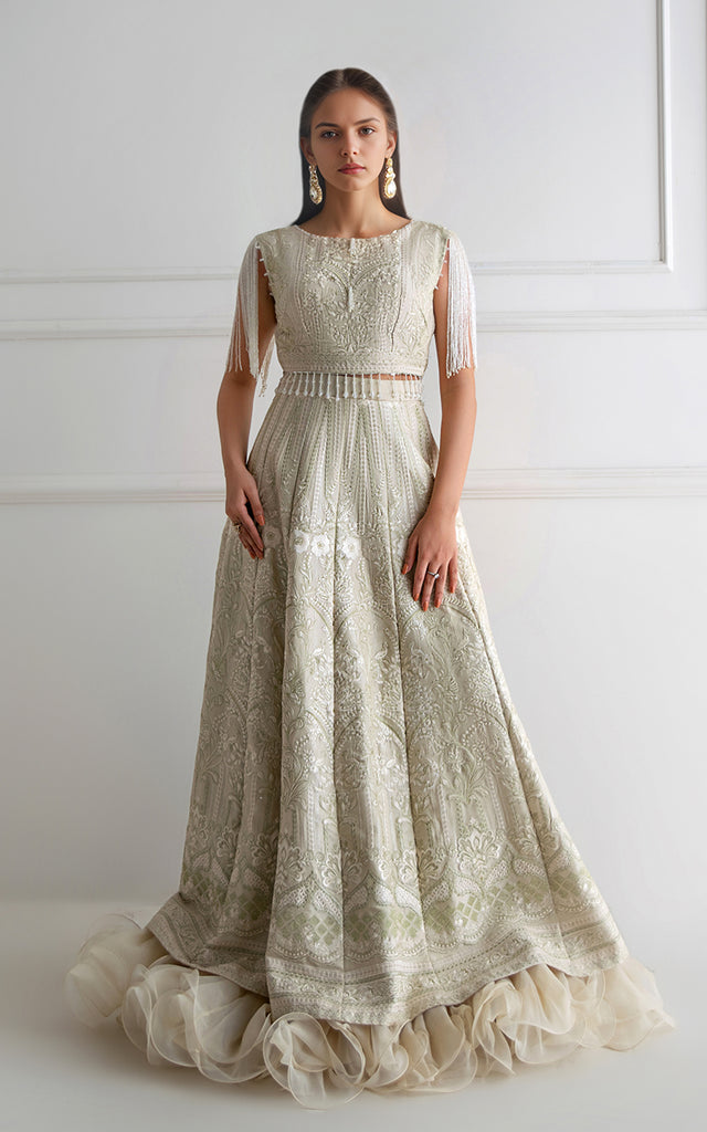 Embroidered Blouse With Lehenga