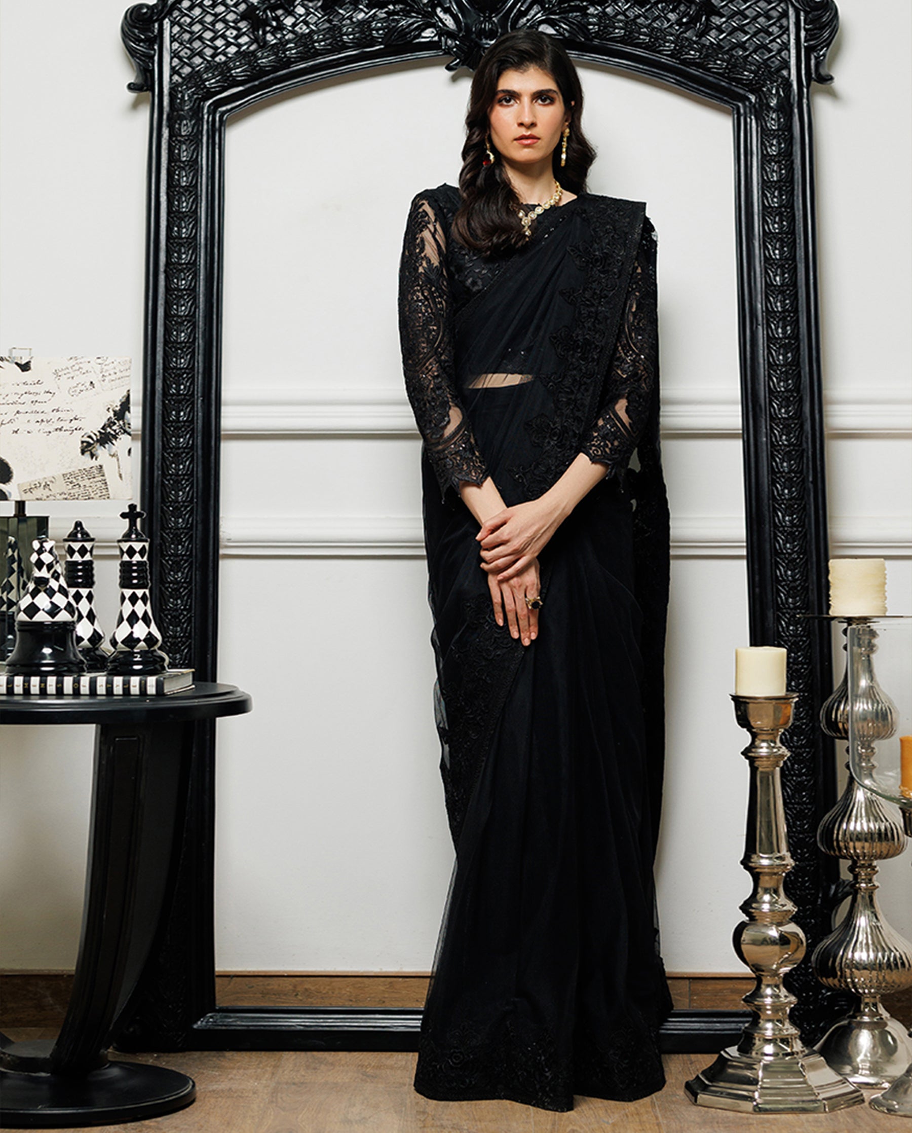 Net Embroidered Saree