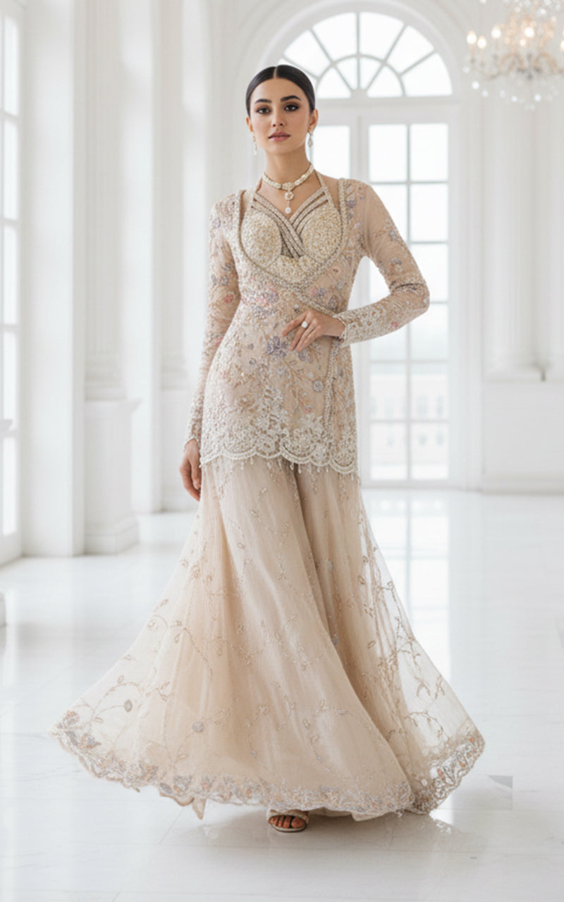 Embroidered Shirt With Blouse And Gharara