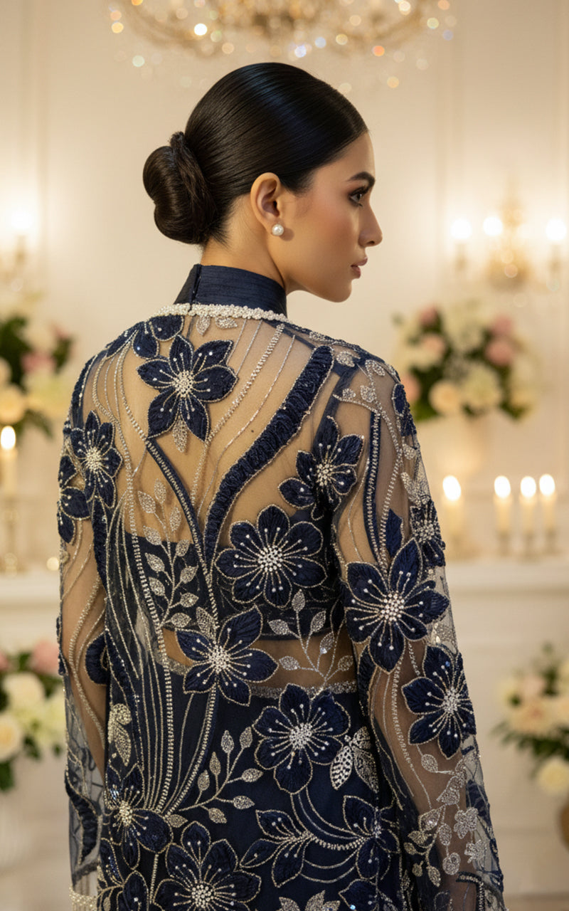 Embroidered Jacket With Blouse And Trouser