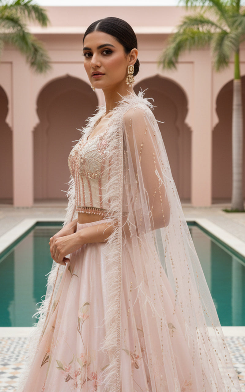 Unstitched Tropical Fantasy Bustier Lehenga Set