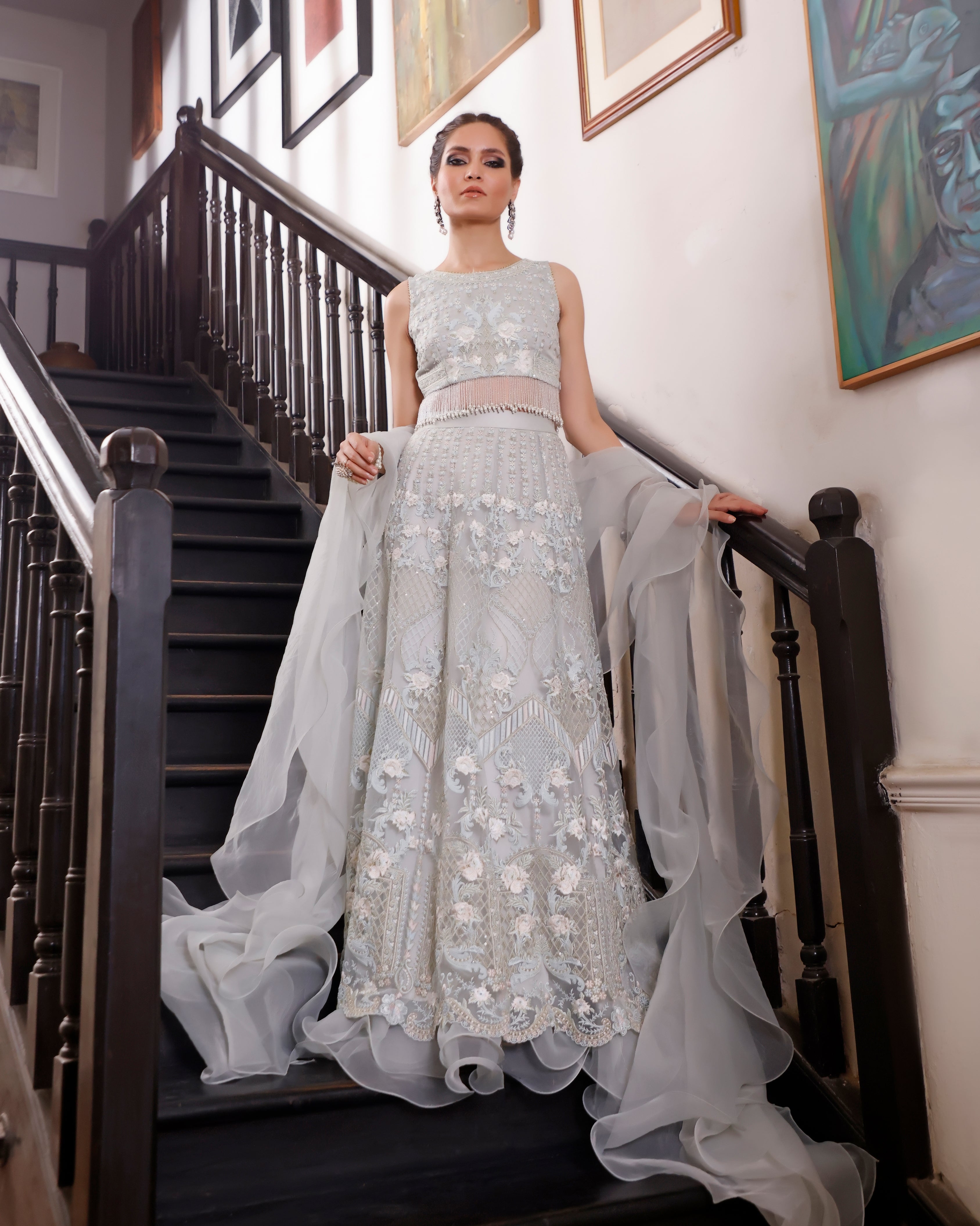 Organza Blouse And Lehenga