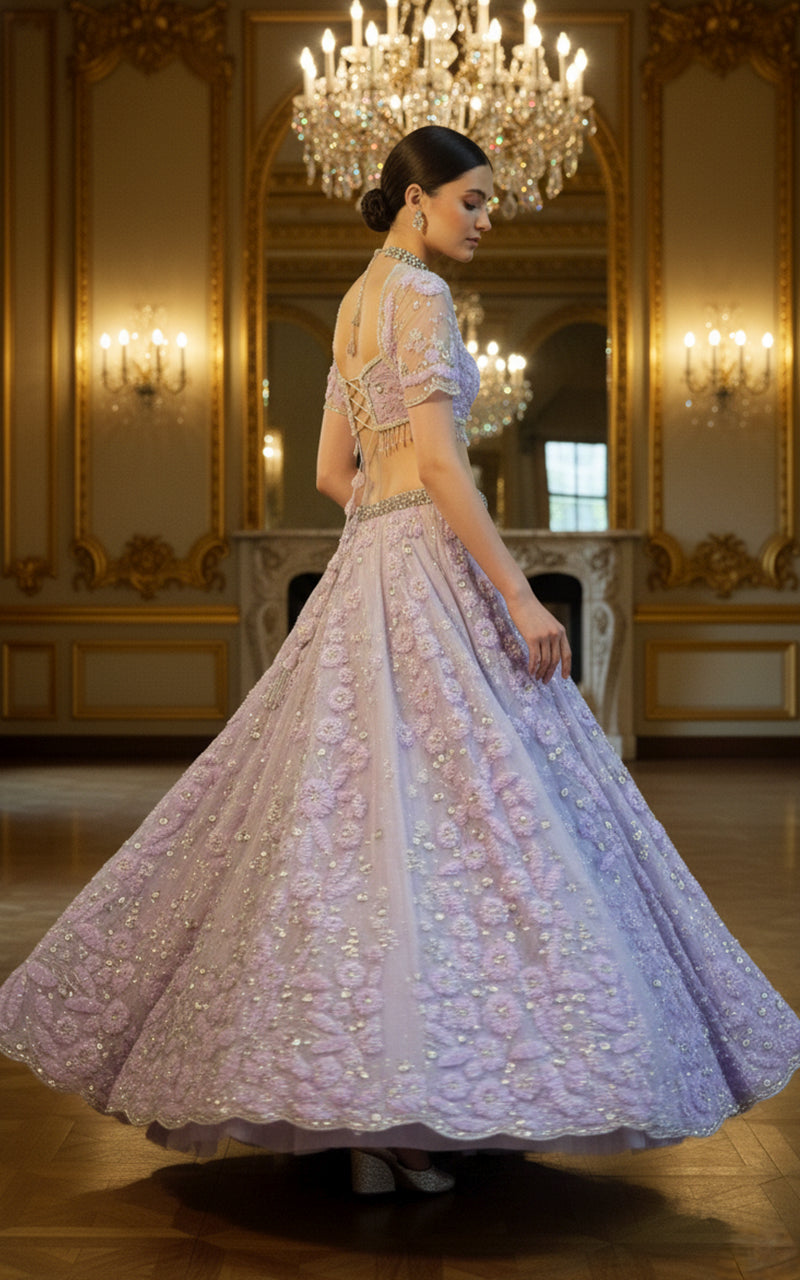 Embroidered Blouse With Lehenga