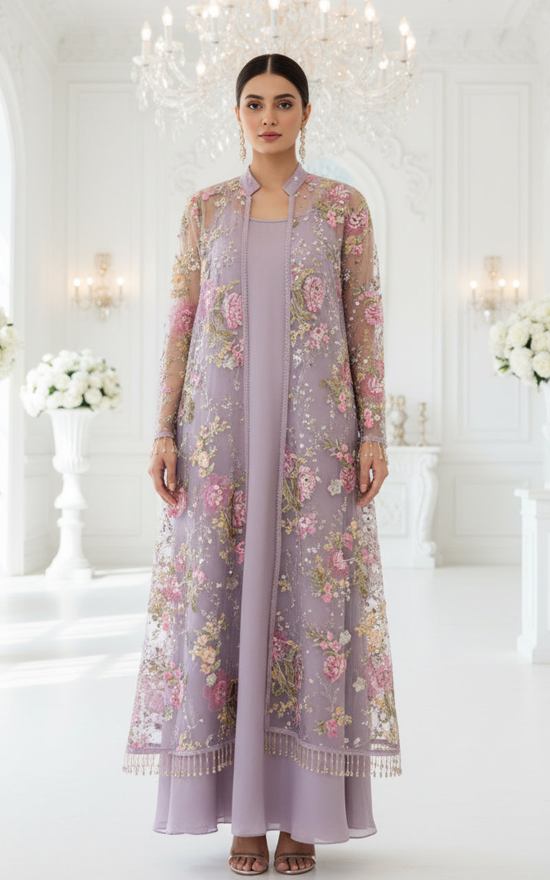 EMBROIDERED JACKET WITH GOWN