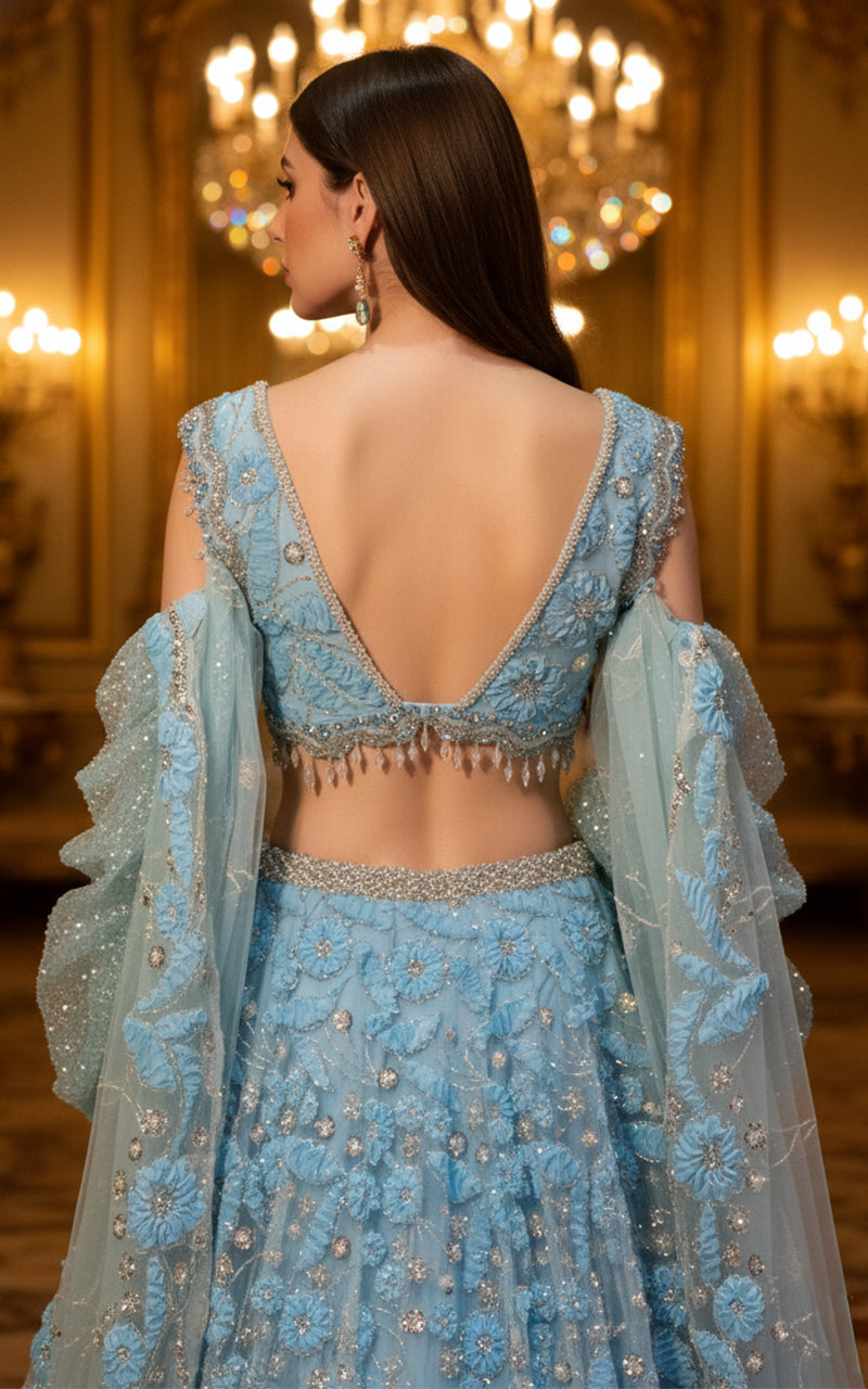 Embroidered Blouse With Lehenga