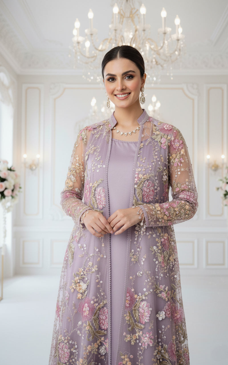 EMBROIDERED JACKET WITH GOWN