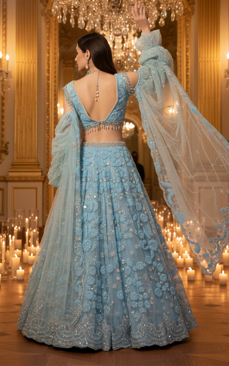Embroidered Blouse With Lehenga