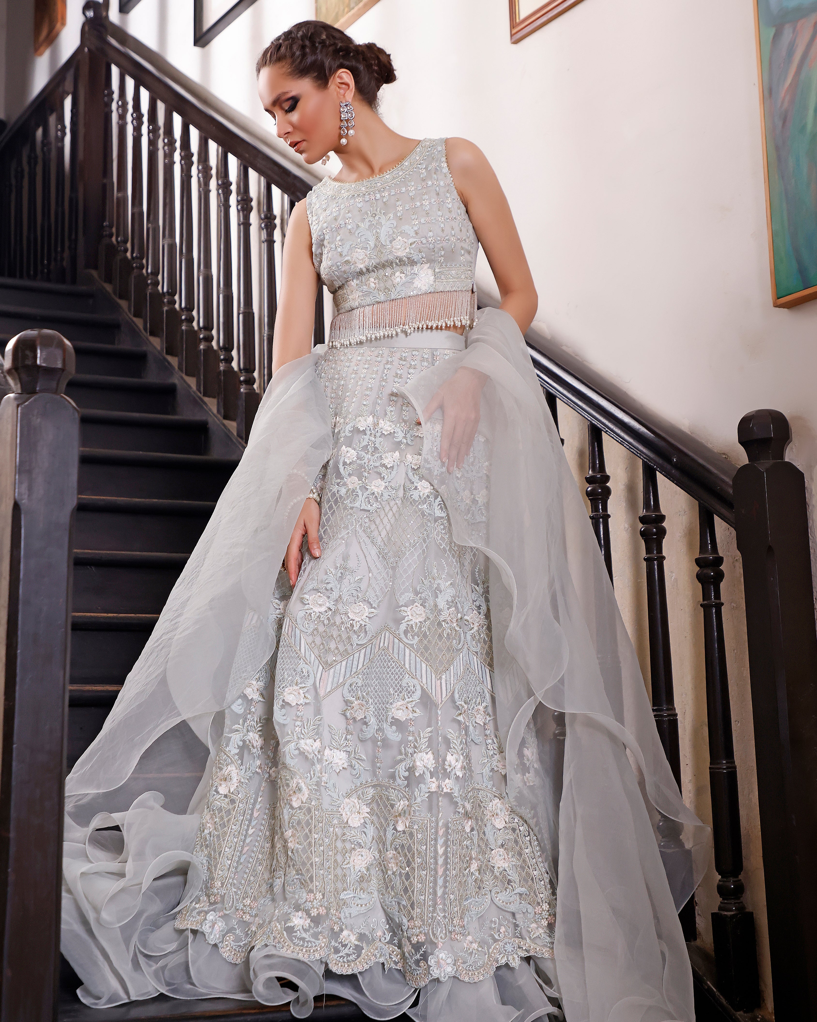 Organza Blouse And Lehenga