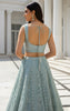 Net Embroidered Blouse With Cape And Lehenga