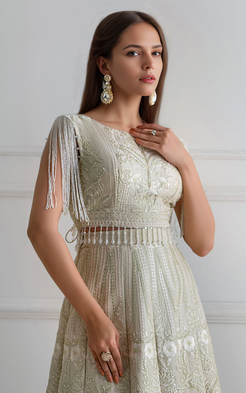 Embroidered Blouse With Lehenga