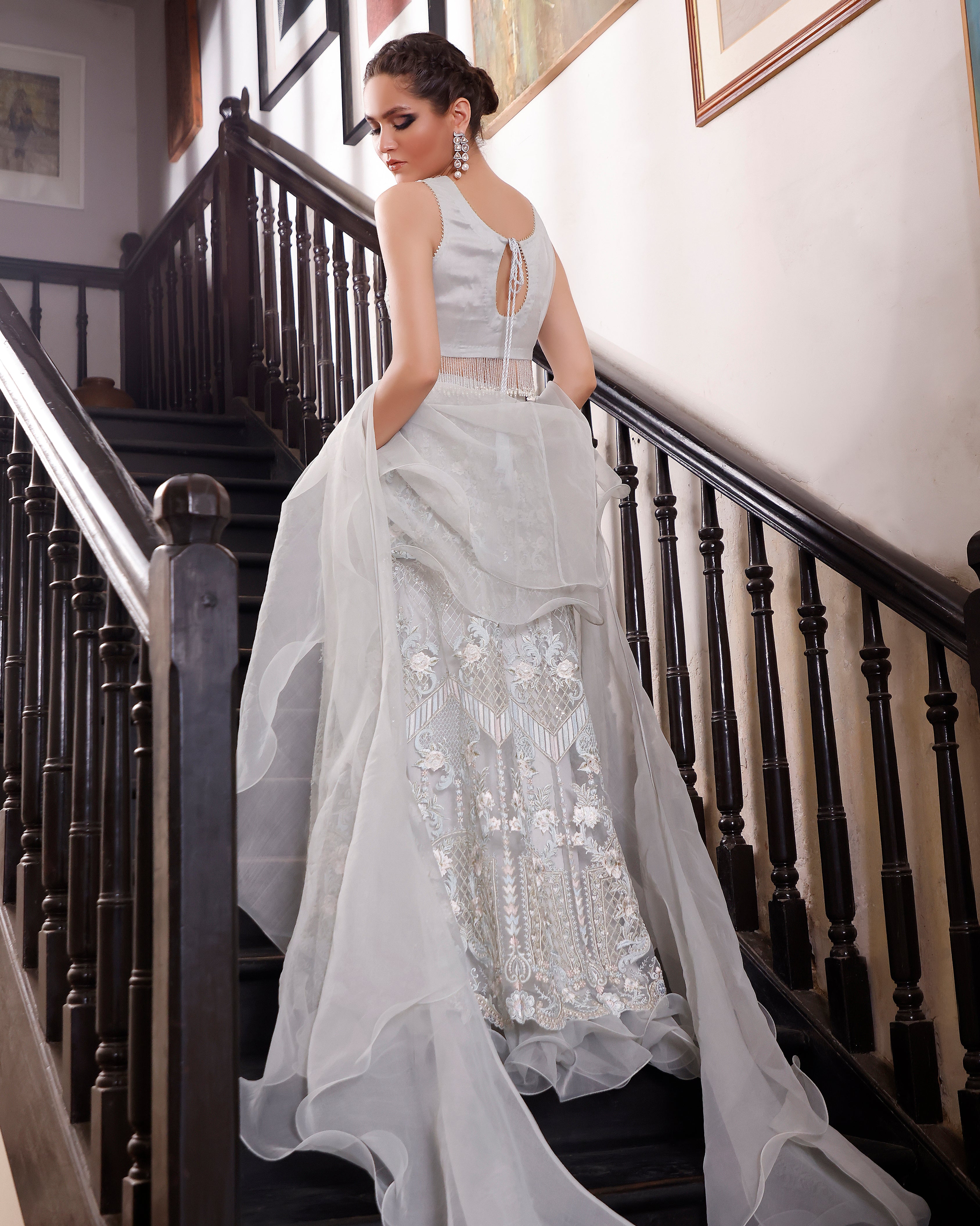 Organza Blouse And Lehenga