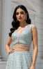 Net Embroidered Blouse With Cape And Lehenga