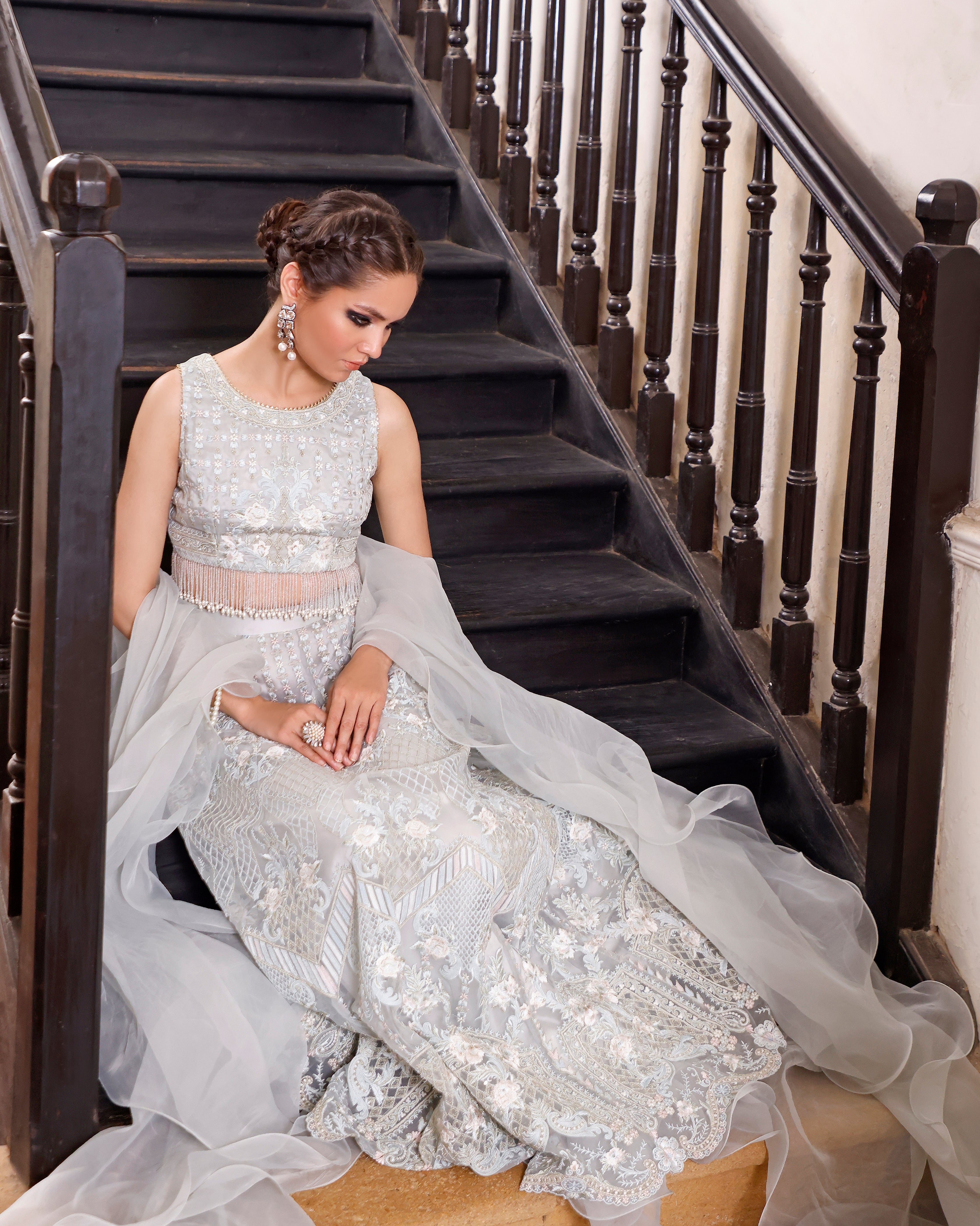 Unstitched Organza Blouse And Lehenga