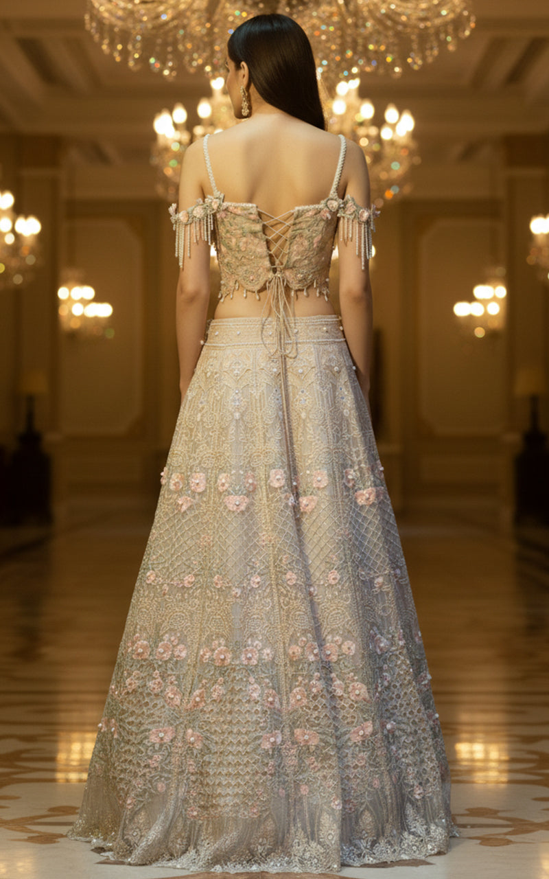 Embroidered Blouse With Lehenga