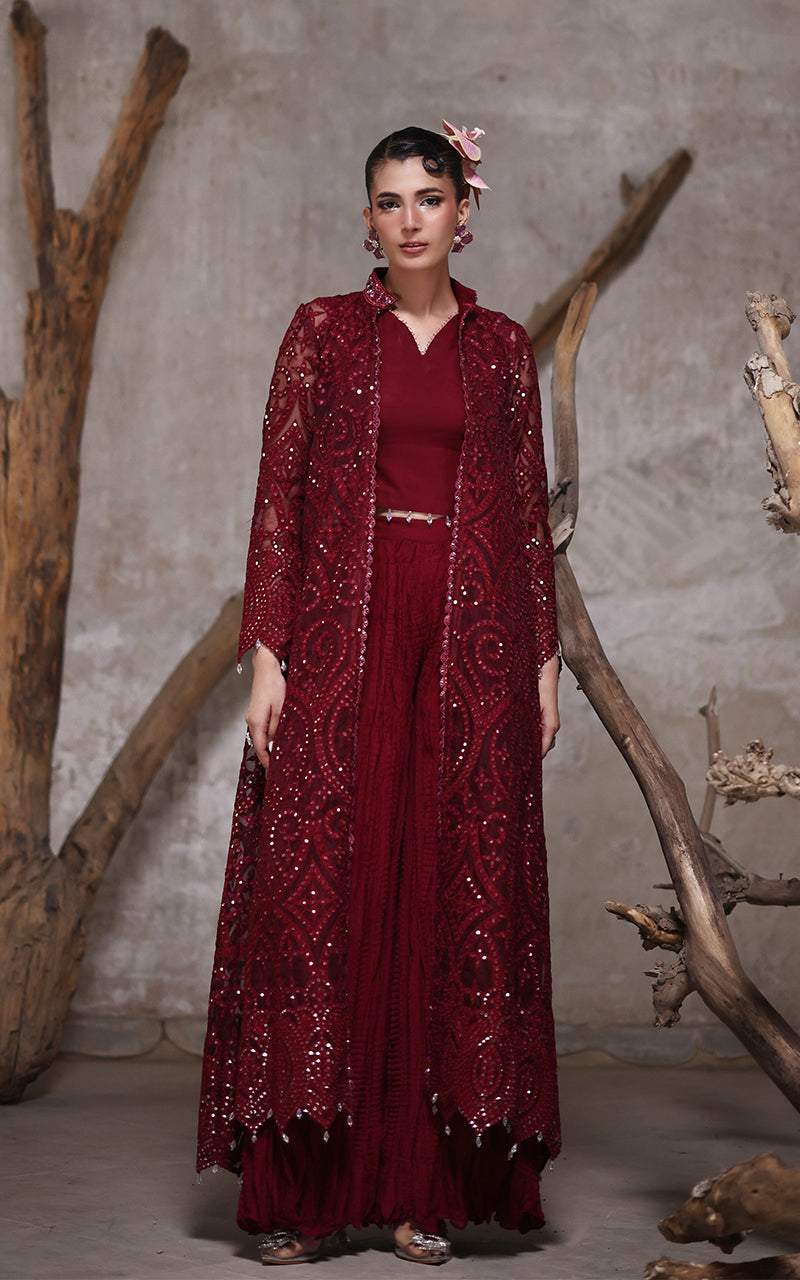 Organza Jacket With Crushed Trouser