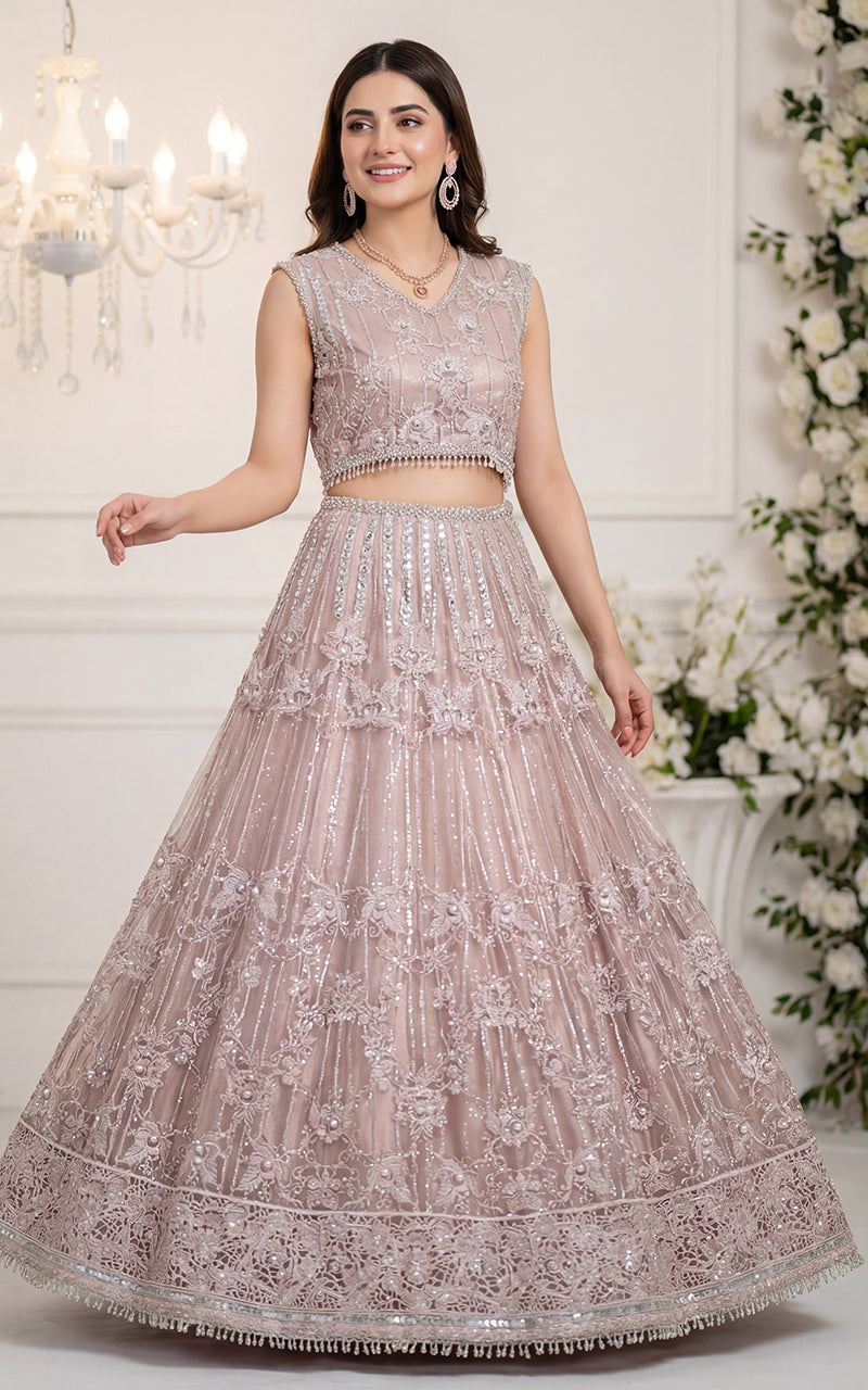 Embroidered Blouse With Lehenga