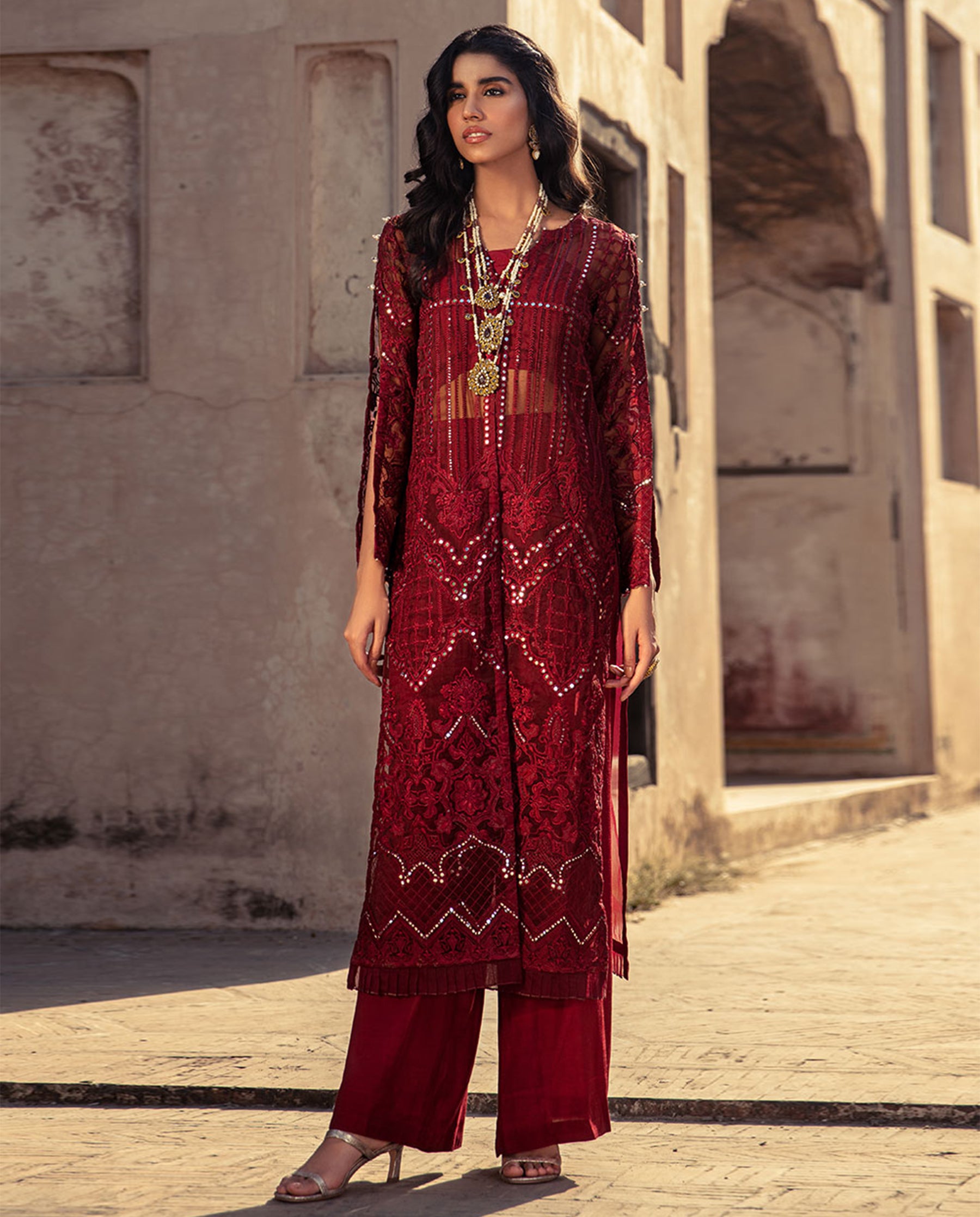 Unstitched Organza Embroidered Shirt