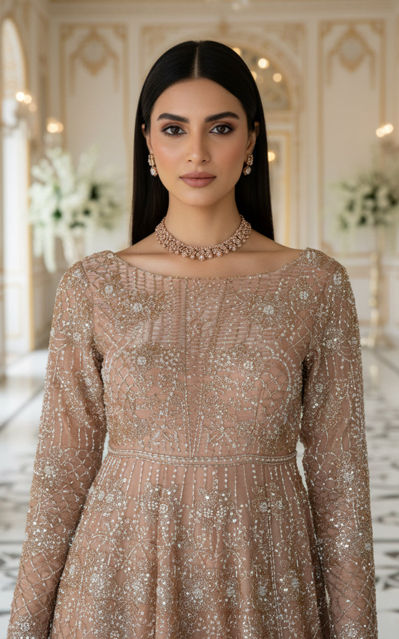 Embroidered Maxi With Dupatta