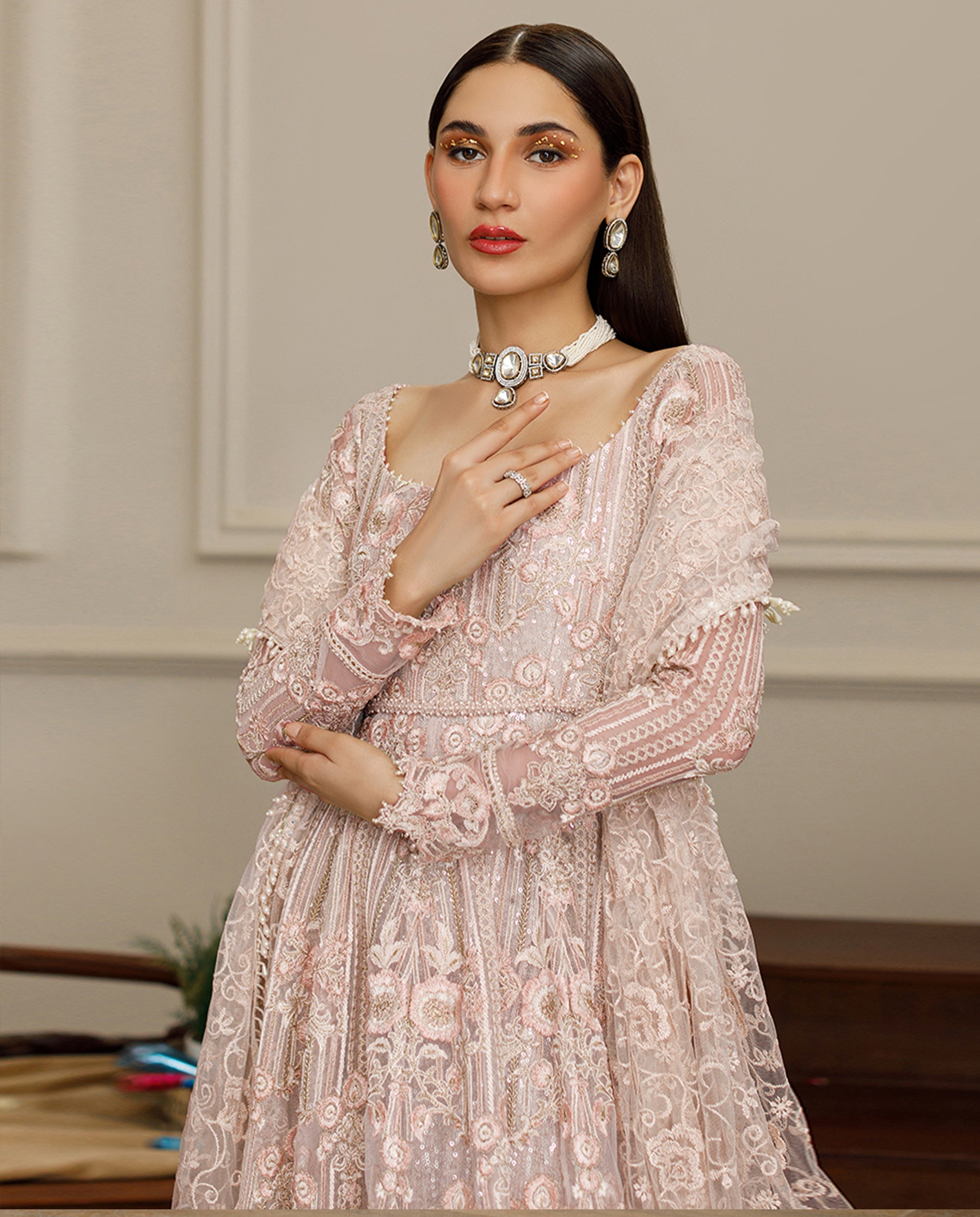 Net Embroidered Maxi