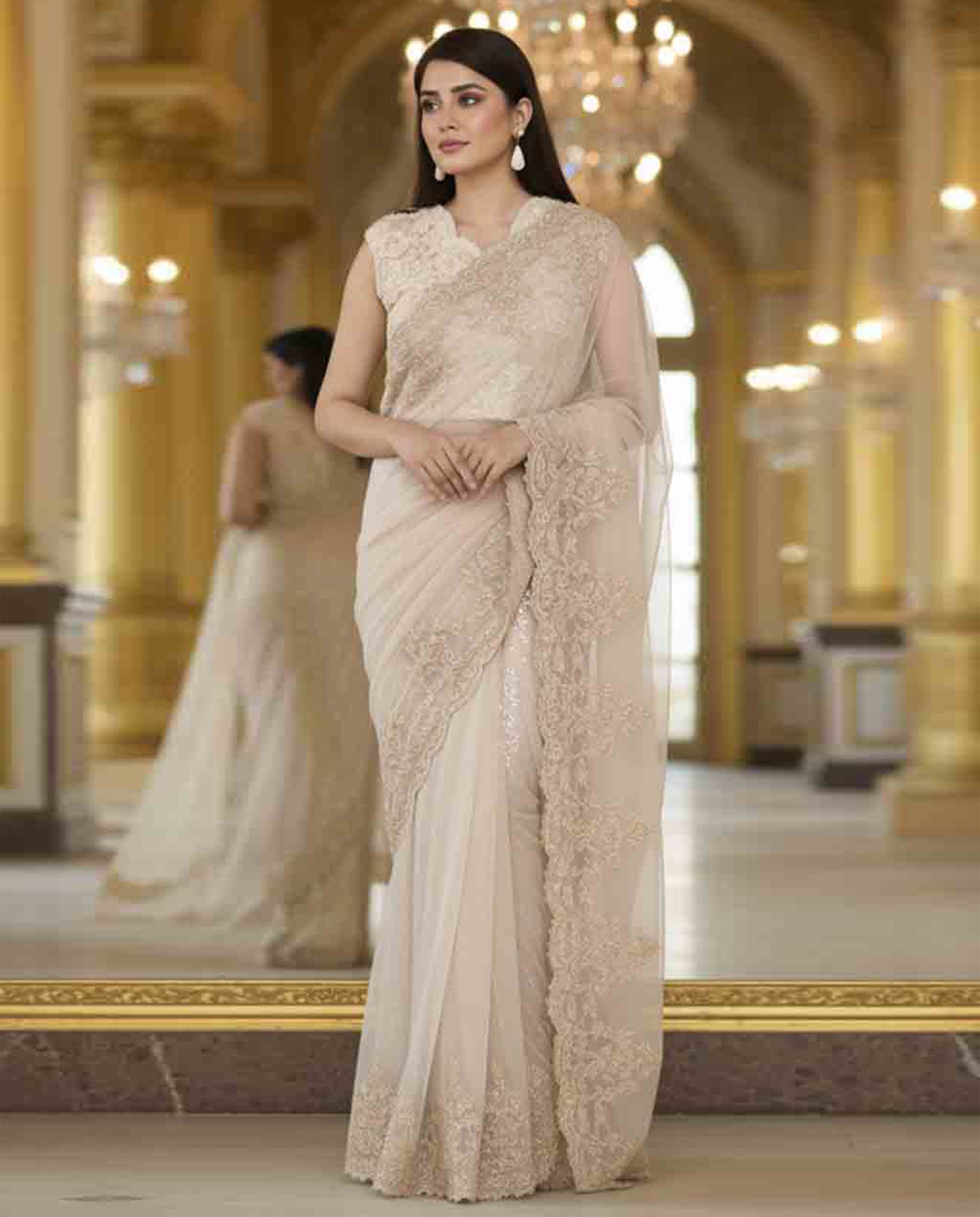 Net Embroidered Saree