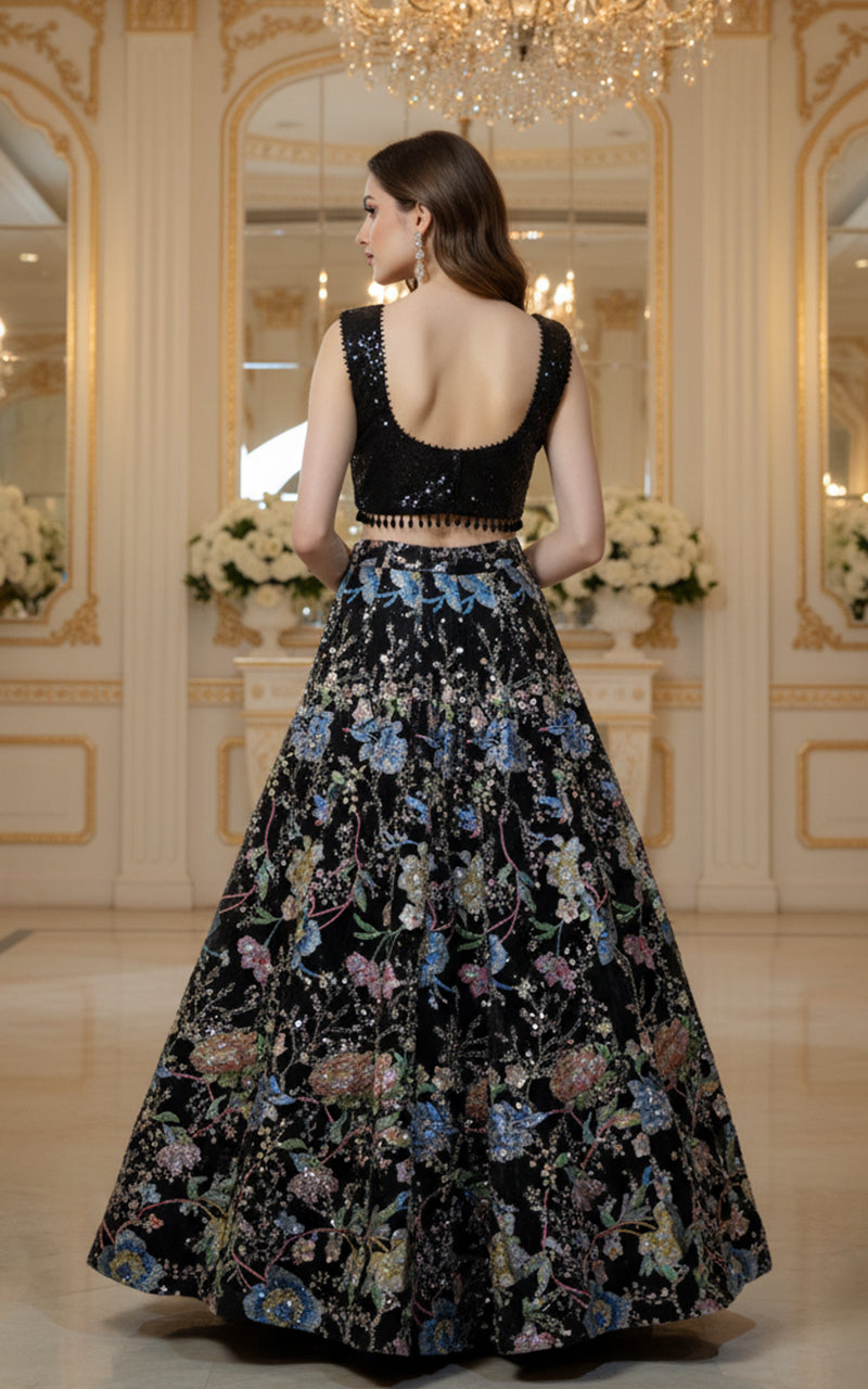 Sequin blouse and Embroidered Lehenga