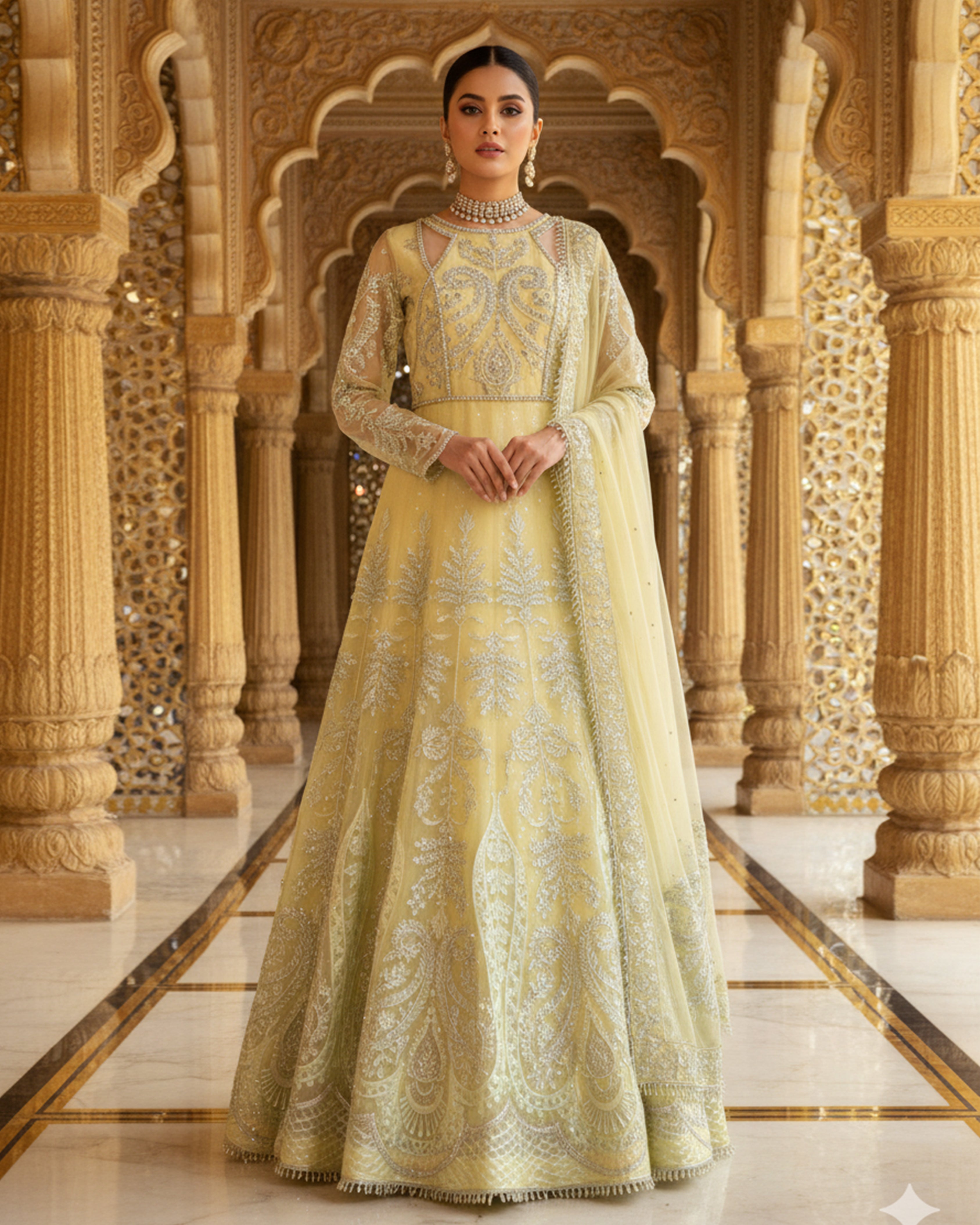 Embroidered Maxi With Duaptta