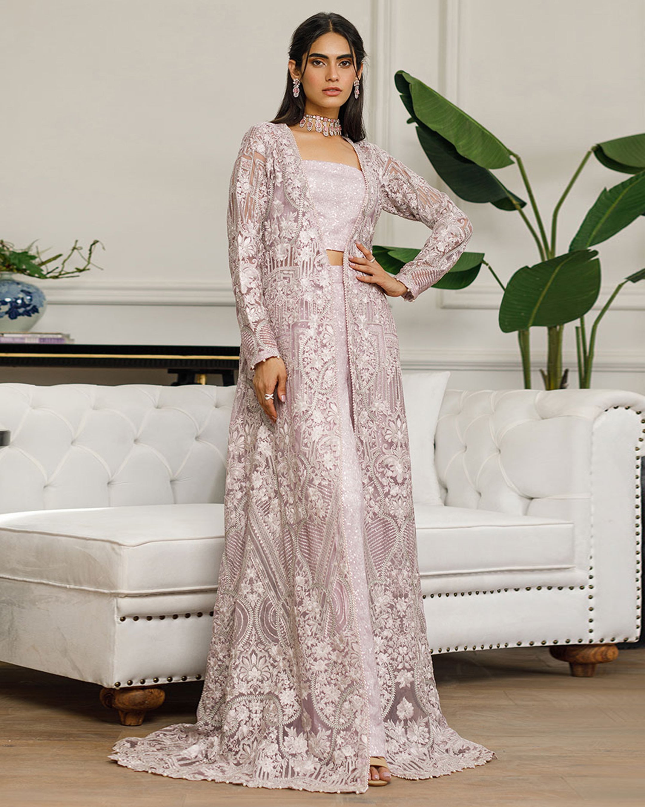 Unstitched Elegance in Dusty Mauve