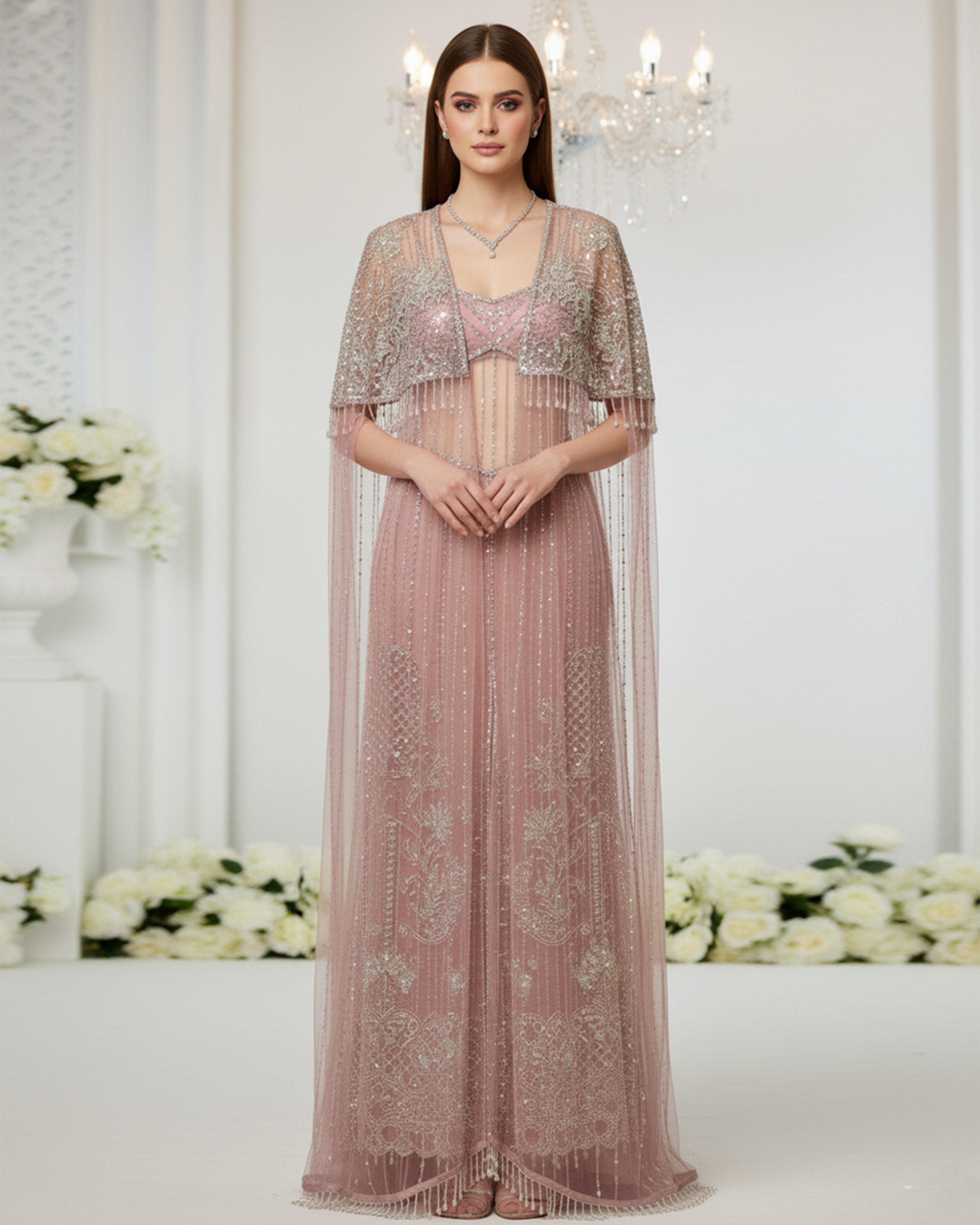 Embroidered Jacket with Dress