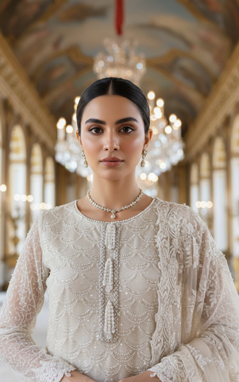 Net Embroidered Shirt With Gharara And Dupatta