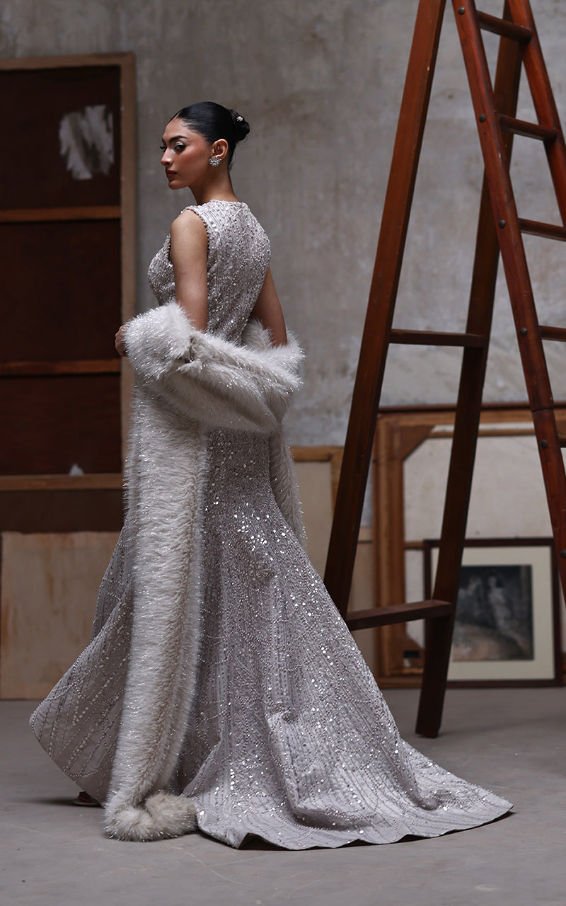 Net Embroidered Dress