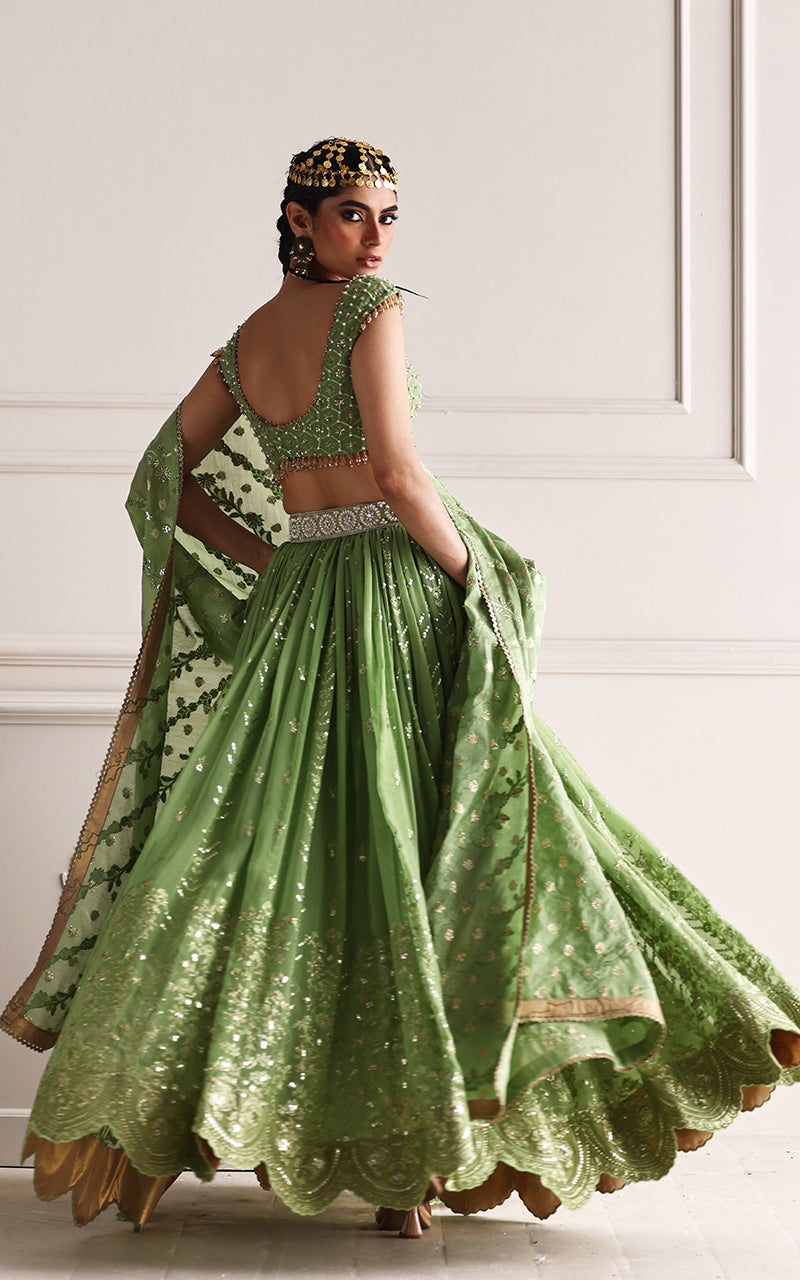 Embroidered Blouse And Lehenga
