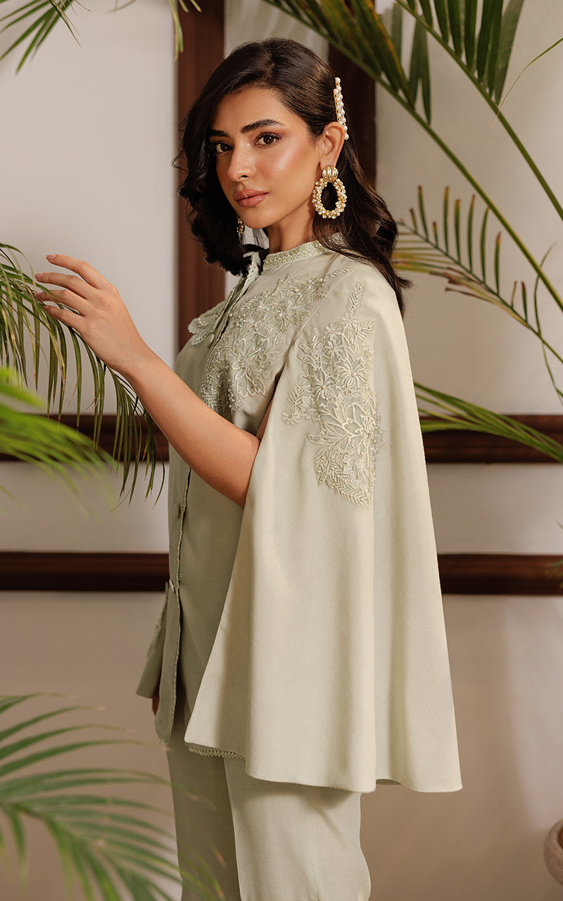 Embroidered Cape With Trouser