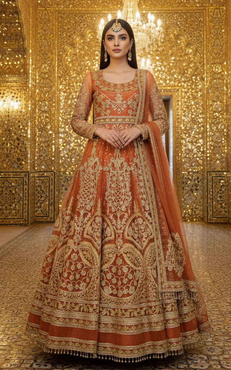 Net Embroidered Maxi and Dupatta