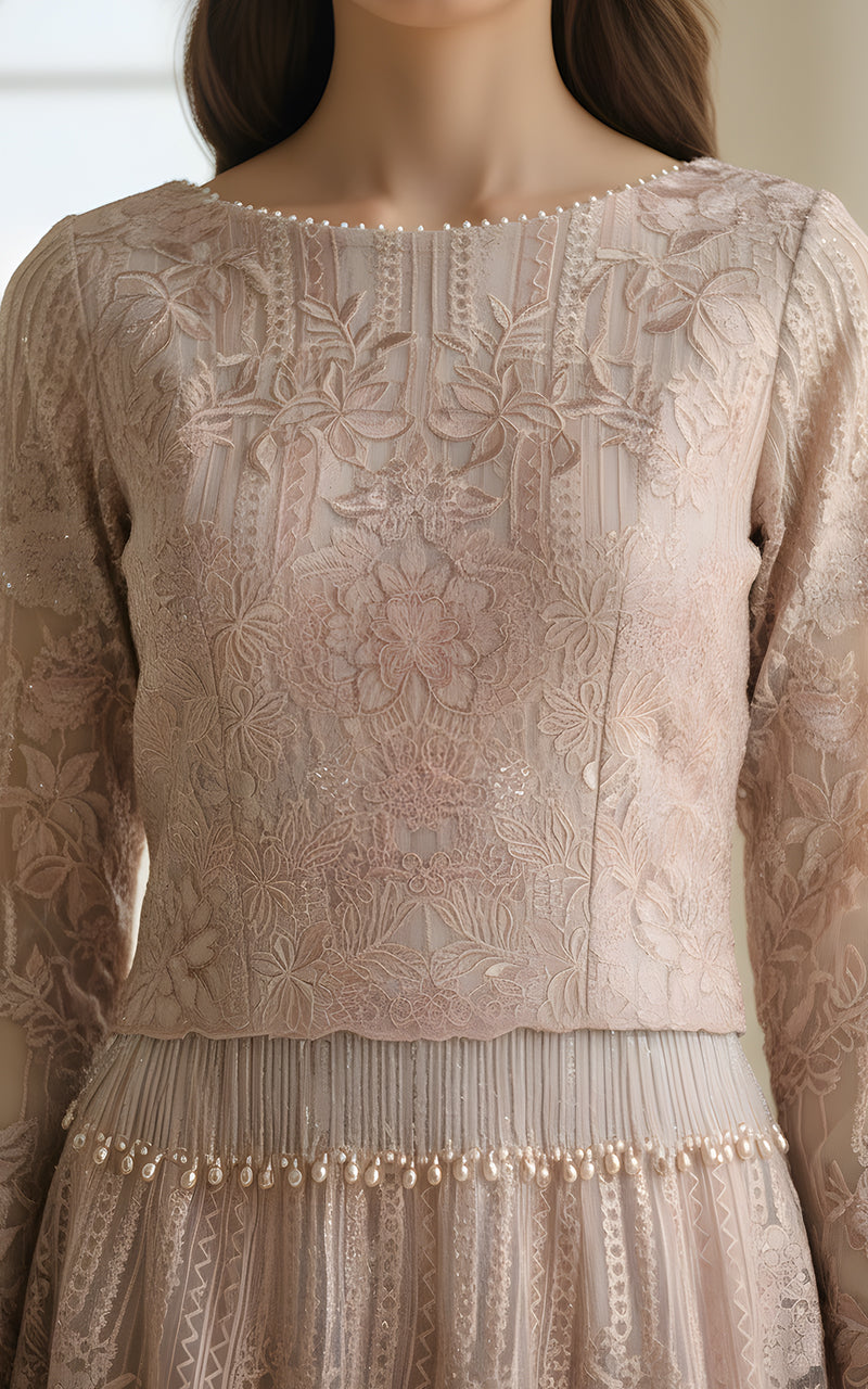 Organza Embroidered Blouse And Lehenga