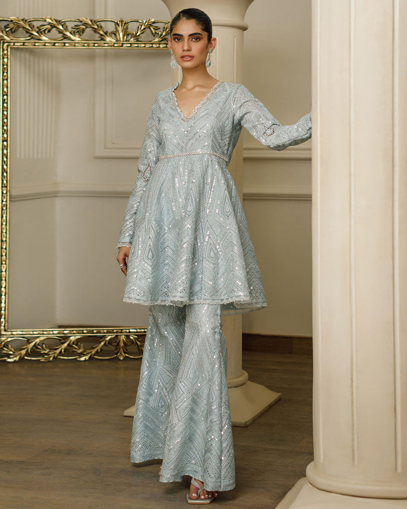 Unstitched Organza Embroidered Peplum