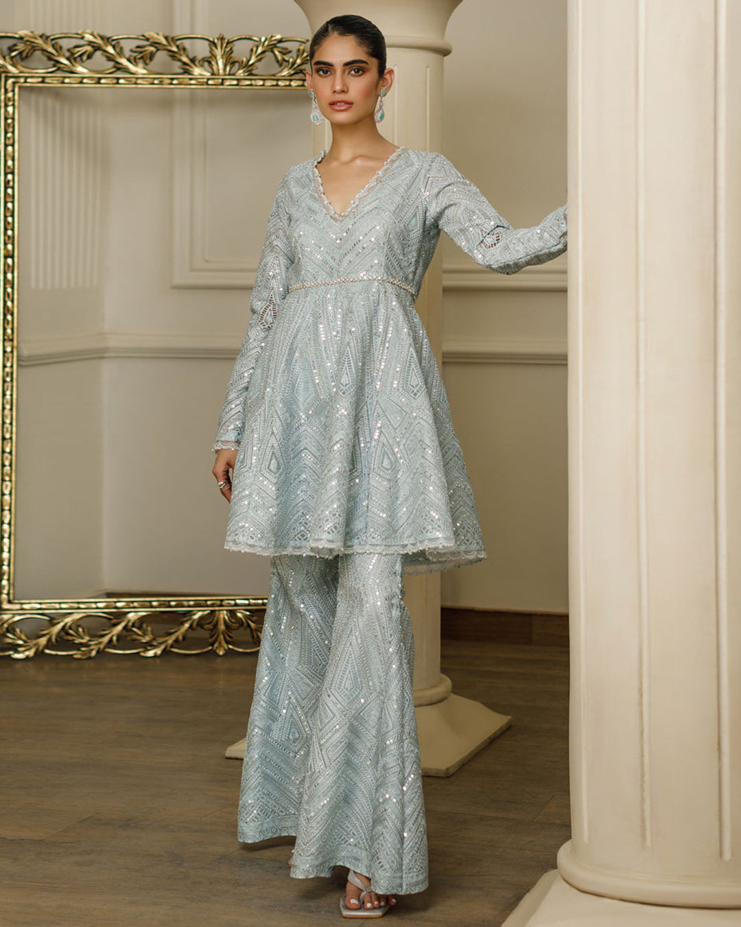 Unstitched Organza Embroidered Peplum