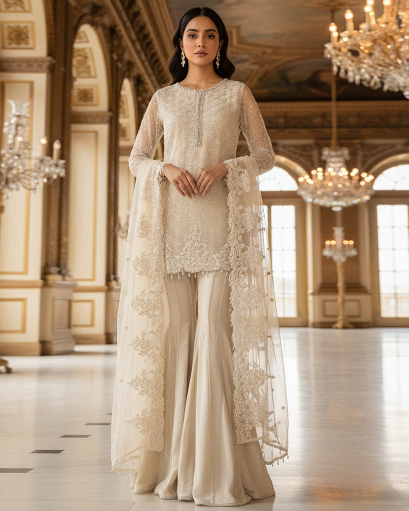 Ivory Noor Gharara Set