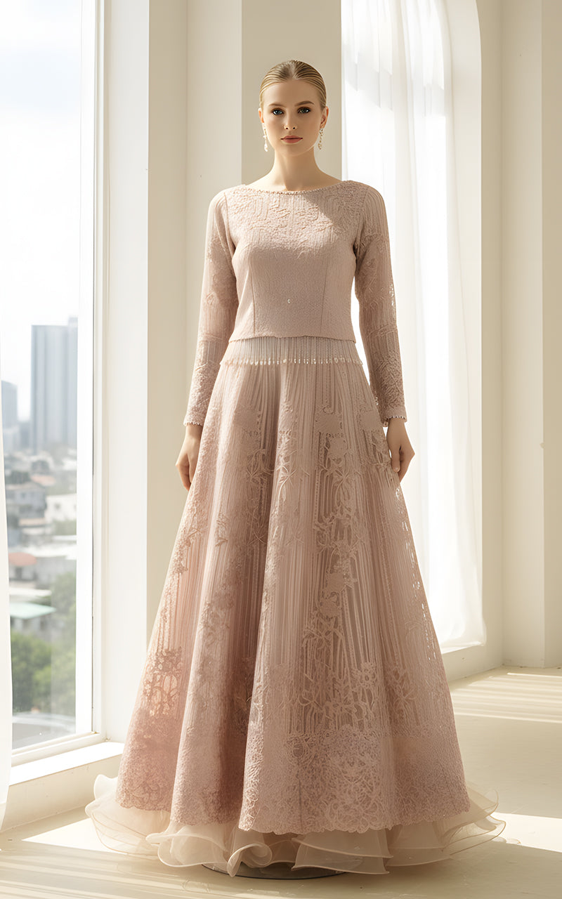 Organza Embroidered Blouse And Lehenga