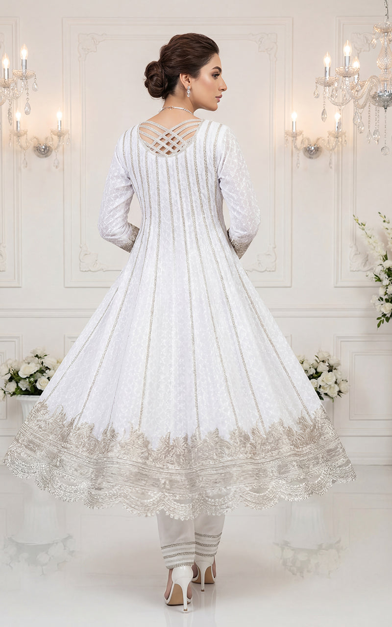 Embroidered Dress With Trouser And Dupatta